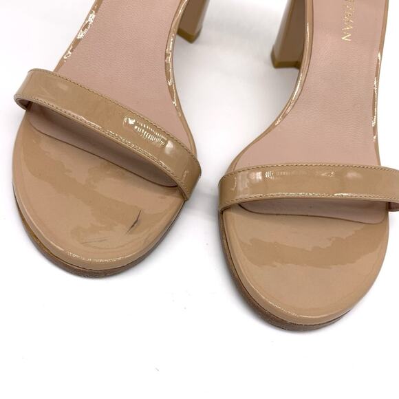 STUART WEITZMAN Nudist 75 Block Heel Sandal Patent Nude 9.5 - Picture 4 of 12